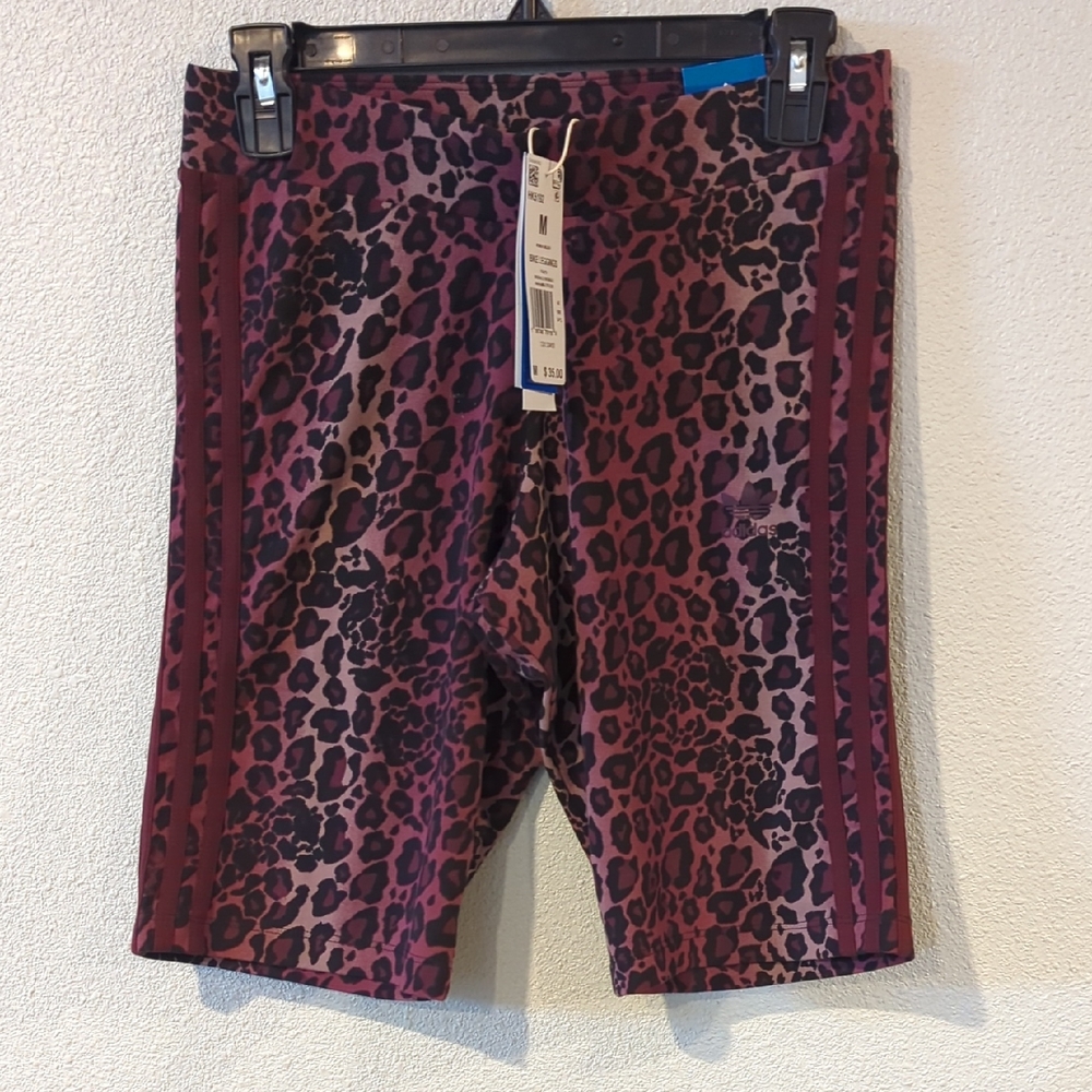 adidas Maroon Leopard Print Bike Shorts